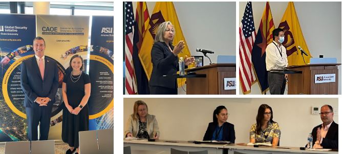 Four images of different speakers at the CAOE Symposium 2022