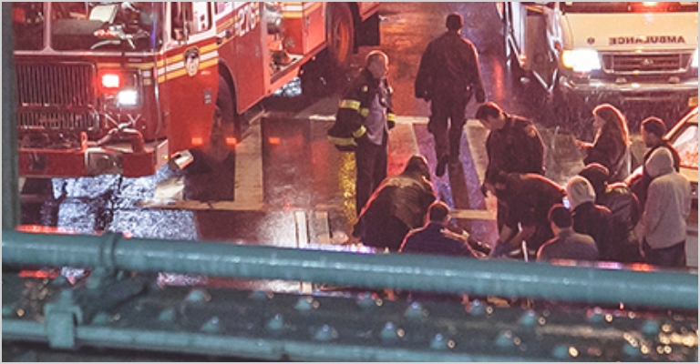 Fire truck and ambulance at an accident cene